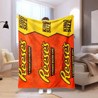 Reese's Peanut Butter Cup Flannel Blanket - Modern Style, Soft & Comfortable, Multi-Season Use, Machine Washable, Digital Printing, Ideal For Sofa, Bed, Office, Camping, Travel - Perfect Gift For All Occasions