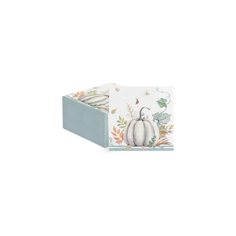 100Pcs Fall Paper Napkins, Leaf White Pumpkin