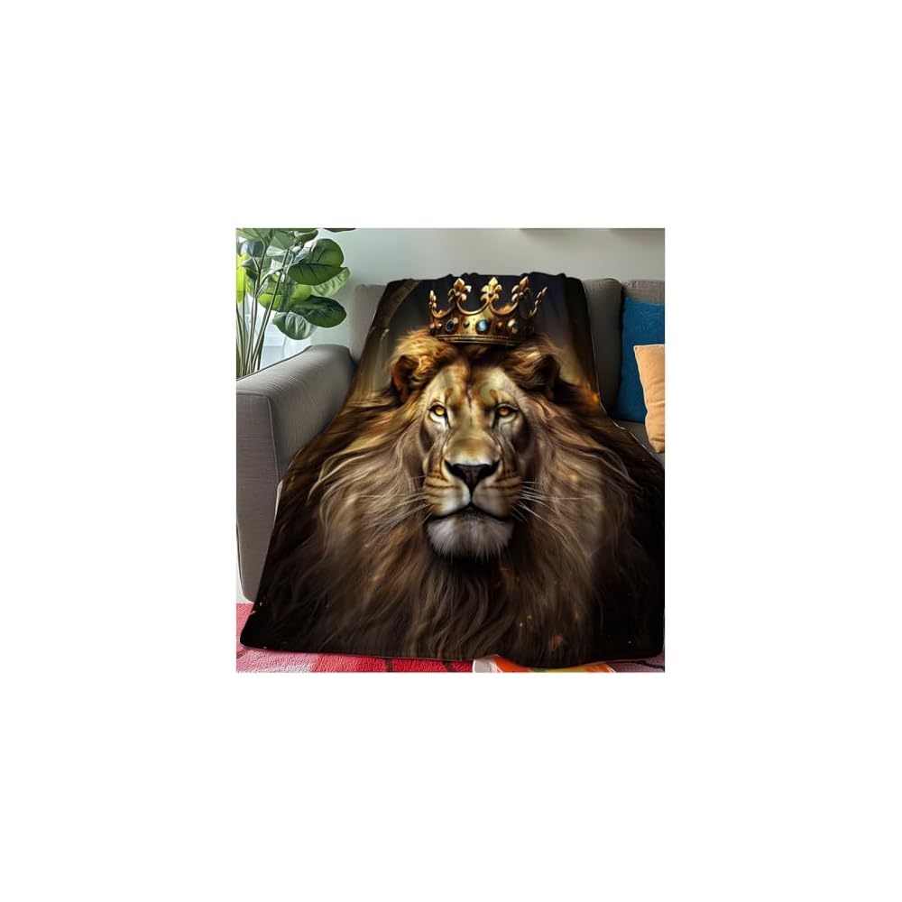Lion Throw Blanket Animal Print Blanket King Size Lion Lovers Gifts Soft Warm Blankets for Bedroom Sofa Bed (50 in x 60 in)