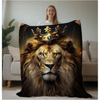Lion Throw Blanket Animal Print Blanket King Size Lion Lovers Gifts Soft Warm Blankets for Bedroom Sofa Bed (50 in x 60 in)