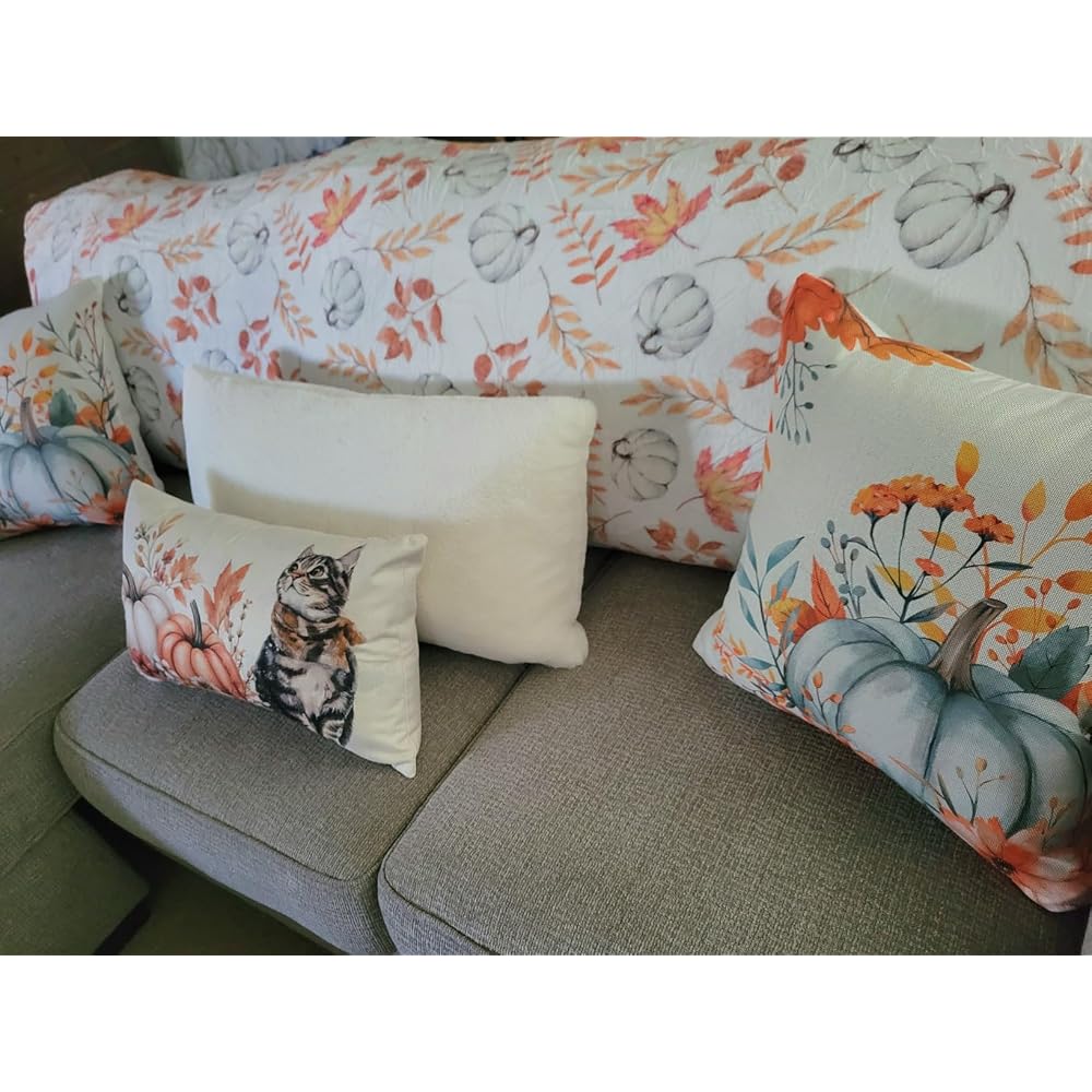 Fall Beige Pumpkin Flannel Throw Blanket 50x60