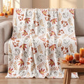 Fall Beige Pumpkin Flannel Throw Blanket 50x60