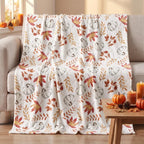 Fall Beige Pumpkin Flannel Throw Blanket 50x60